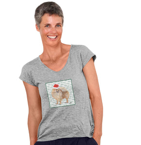 Pomeranian Happy Howlidays Text - Women's V-Neck T-Shirt