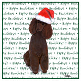 Poodle (Chocolate) Happy Howlidays Text - Women's V-Neck T-Shirt