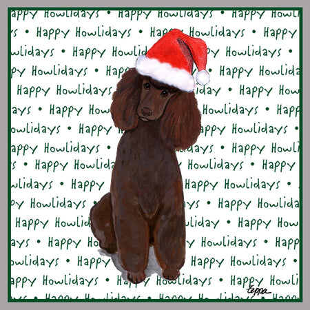 Poodle (Chocolate) Happy Howlidays Text - Adult Unisex Crewneck Sweatshirt