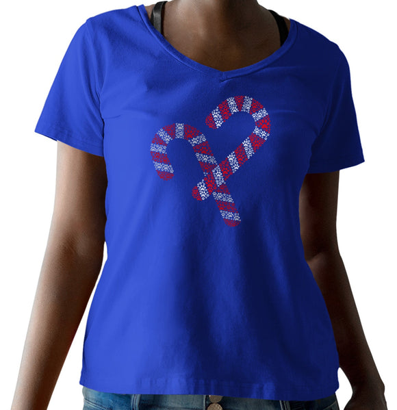 Paw Candy Cane - Women's V-Neck T-Shirt