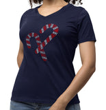 Paw Candy Cane - Women's V-Neck T-Shirt