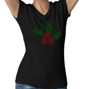 Paw Mistletoe - Women's V-Neck T-Shirt