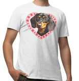 Dachshund (Black & Tan) Illustration In Heart - Adult Unisex T-Shirt