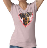 Dachshund (Wirehaired) Illustration In Heart - Women's V-Neck T-Shirt