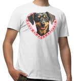 Dachshund (Wirehaired) Illustration In Heart - Adult Unisex T-Shirt
