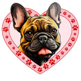 French Bulldog (Fawn) Illustration In Heart - Adult Unisex T-Shirt