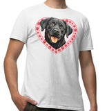 Labrador Retriever (Black) Illustration In Heart - Adult Unisex T-Shirt