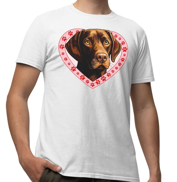 Labrador Retriever (Chocolate) Illustration In Heart - Adult Unisex T-Shirt