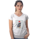 Rottweiler Puppy Happy Howlidays Text - Women's V-Neck T-Shirt