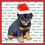 Rottweiler Puppy Happy Howlidays Text - Adult Unisex Long Sleeve T-Shirt