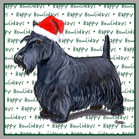 Scottish Terrier Happy Howlidays Text - Adult Unisex Crewneck Sweatshirt