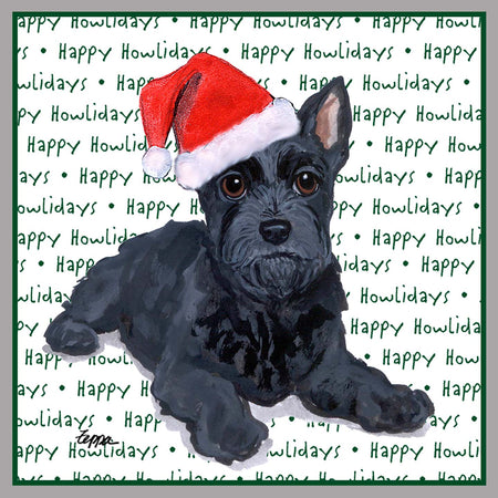 Scottish Terrier Puppy Happy Howlidays Text - Adult Unisex Crewneck Sweatshirt
