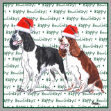 English Springer Spaniel Pair Happy Howlidays Text - Adult Unisex Crewneck Sweatshirt