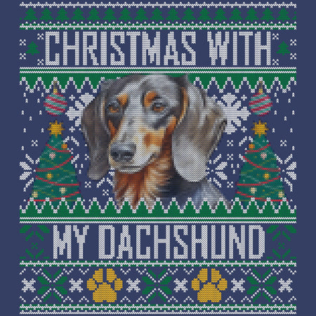 Ugly Sweater Christmas with My Dachshund - Adult Unisex Crewneck Sweatshirt