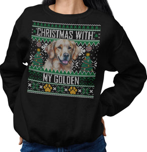 Ugly Sweater Christmas with My Golden Retriever - Adult Unisex Crewneck Sweatshirt