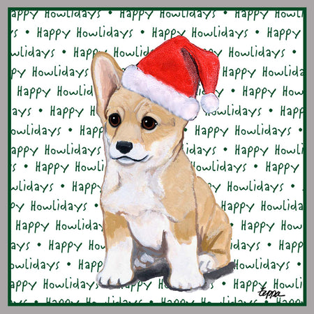 Pembroke Welsh Corgi Puppy Happy Howlidays Text - Adult Unisex Crewneck Sweatshirt