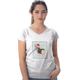 Pembroke Welsh Corgi (Tri-Color) Happy Howlidays Text - Women's V-Neck T-Shirt