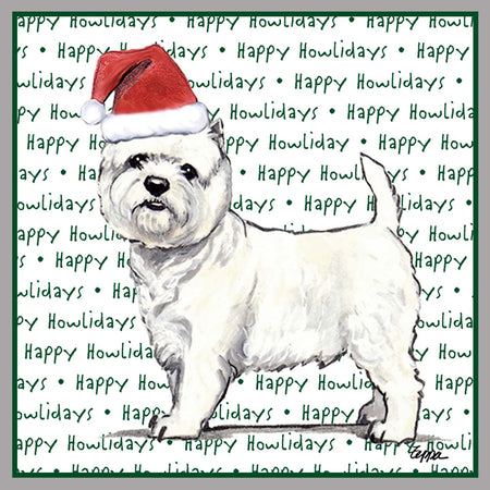 West Highland White Terrier Happy Howlidays Text - Adult Unisex Crewneck Sweatshirt