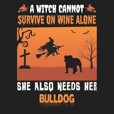A Witch Needs Her Bulldog - Women's V-Neck T-Shirt