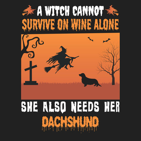 A Witch Needs Her Dachshund (Longhaired) - Women's V-Neck T-Shirt