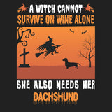 A Witch Needs Her Dachshund (Shorthaired) - Women's V-Neck T-Shirt