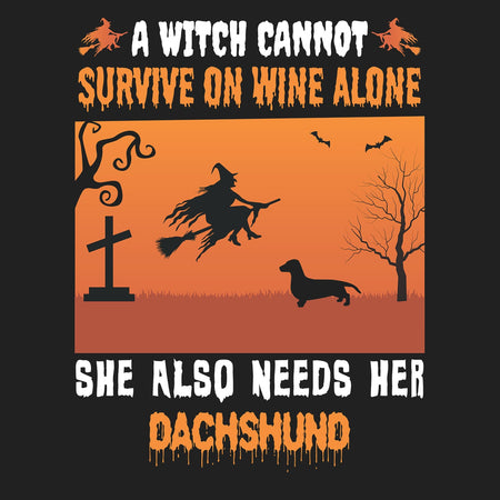 A Witch Needs Her Dachshund (Shorthaired) - Adult Unisex Crewneck Sweatshirt