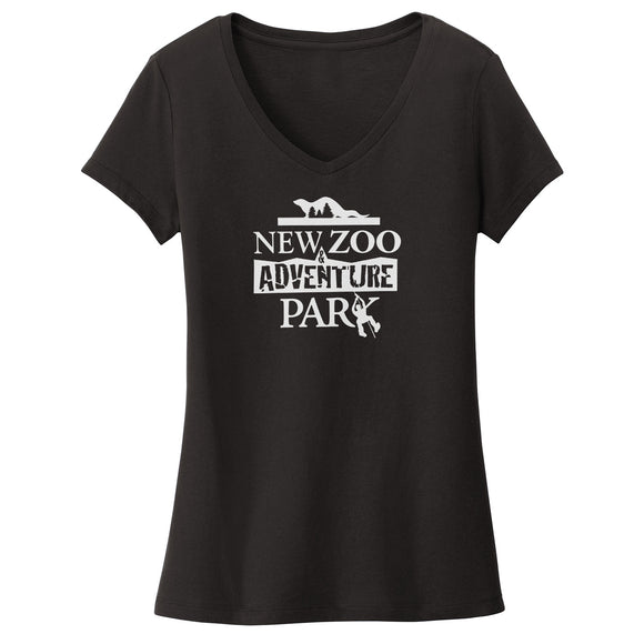 NEW Zoo & Adventure Park - Black & White Logo - Women's V-Neck T-Shirt
