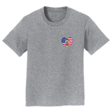 Parker Paws Store - USA Flag Heart Yorkie Face Left Chest - Kids' Unisex T-Shirt