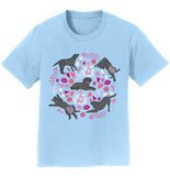 Black Labrador Pink Fleur Pattern - Kids' Unisex T-Shirt