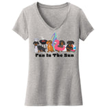 Summer Dachshunds - Women's V-Neck T-Shirt