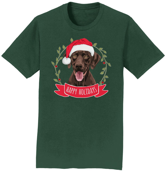 Happy Holidays Chocolate Lab - Adult Unisex T-Shirt