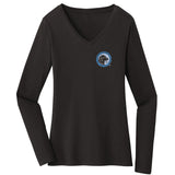 LRC Logo - Left Chest Blue - Women's V-Neck Long Sleeve T-Shirt