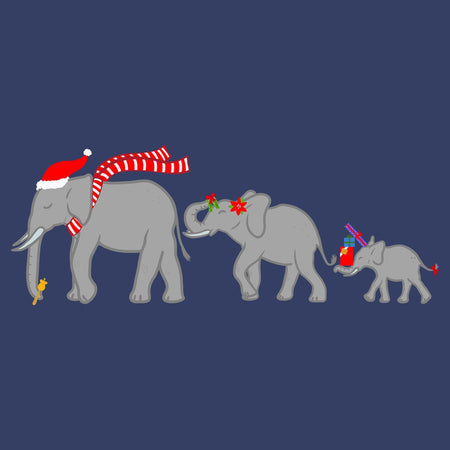 Christmas Elephant Family - Adult Unisex Long Sleeve T-Shirt