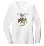 Labrador Dog Mom - Deck Chairs Design - Women's V-Neck Long Sleeve T-Shirt