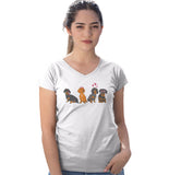 - Dachshund Love Line Up - Women's V-Neck T-Shirt