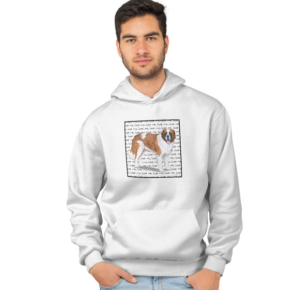 Saint Bernard Love Text - Adult Unisex Hoodie Sweatshirt
