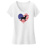 USA Flag Lab Silhouette - Women's V-Neck T-Shirt