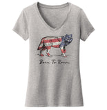 Wolf Flag Overlay - Women's V-Neck T-Shirt