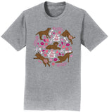 Chocolate Labrador Pink Fleur Pattern - Adult Unisex T-Shirt