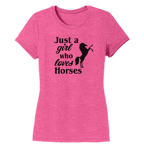 Animal Pride - Just A Girl Who Loves Horses Silhouette - Women's Tri-Blend T-Shirt