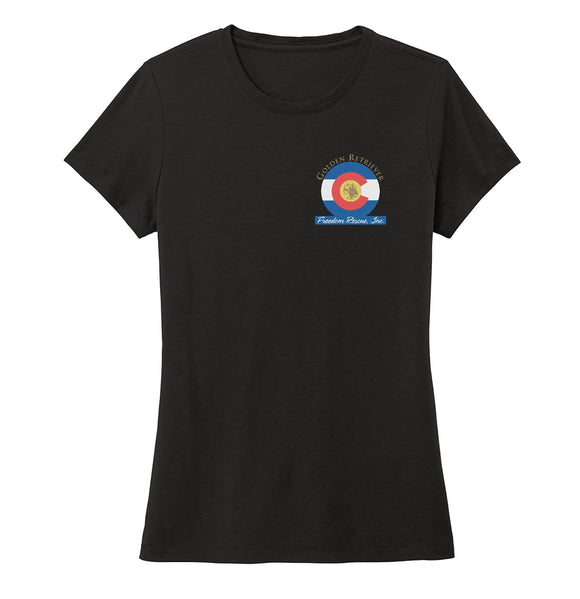 Golden Retriever Freedom Rescue Colorado Flag Logo - Left Chest - Ladies' Tri-Blend T-Shirt