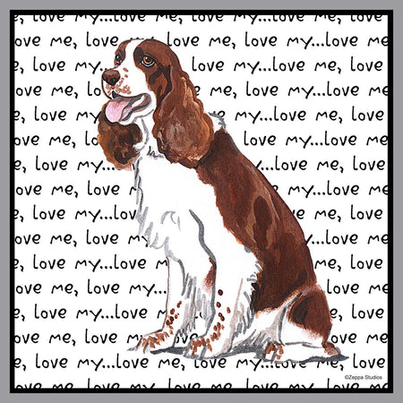 Liver and White Springer Love Text - Adult Unisex T-Shirt