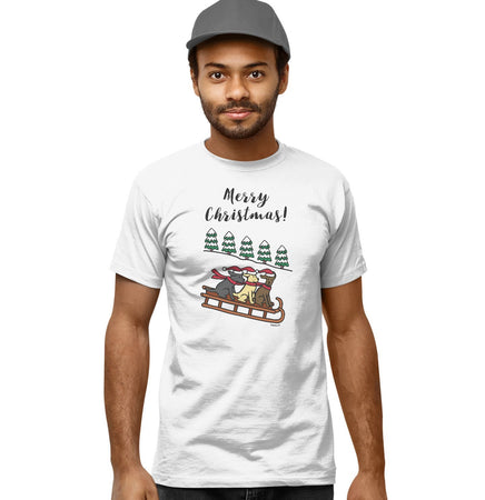 Three Labs on a Sleigh - Adult Unisex T-Shirt