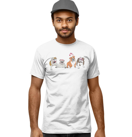 Bulldog Love Line Up - Adult Unisex T-Shirt