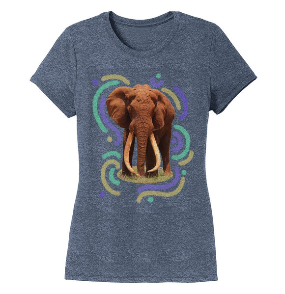 Wiggly Lines Elephant - Women's Tri-Blend T-Shirt
