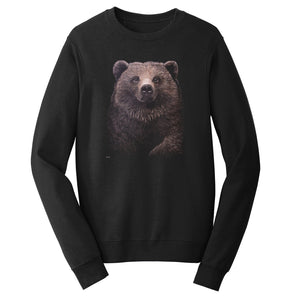 Grizzly Bear on Black - Adult Unisex Crewneck Sweatshirt