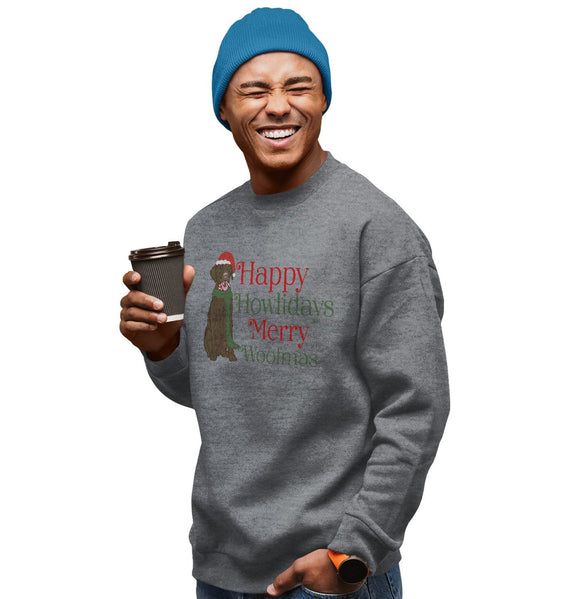 Merry Woofmas Chocolate Lab - Adult Unisex Crewneck Sweatshirt