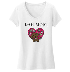 Flower Heart Chocolate Lab Mom - Women's V-Neck T-Shirt