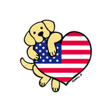 Yellow Lab USA Flag Heart Left Chest - Adult Unisex Hoodie Sweatshirt