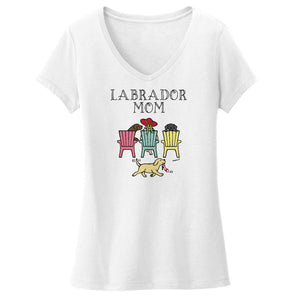 Labrador Dog Mom - Deck Chairs Design - Women's V-Neck T-Shirt